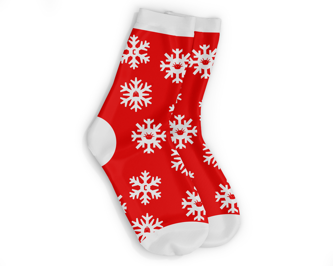 Calcetines Navidad Copos de Nieve Rojos