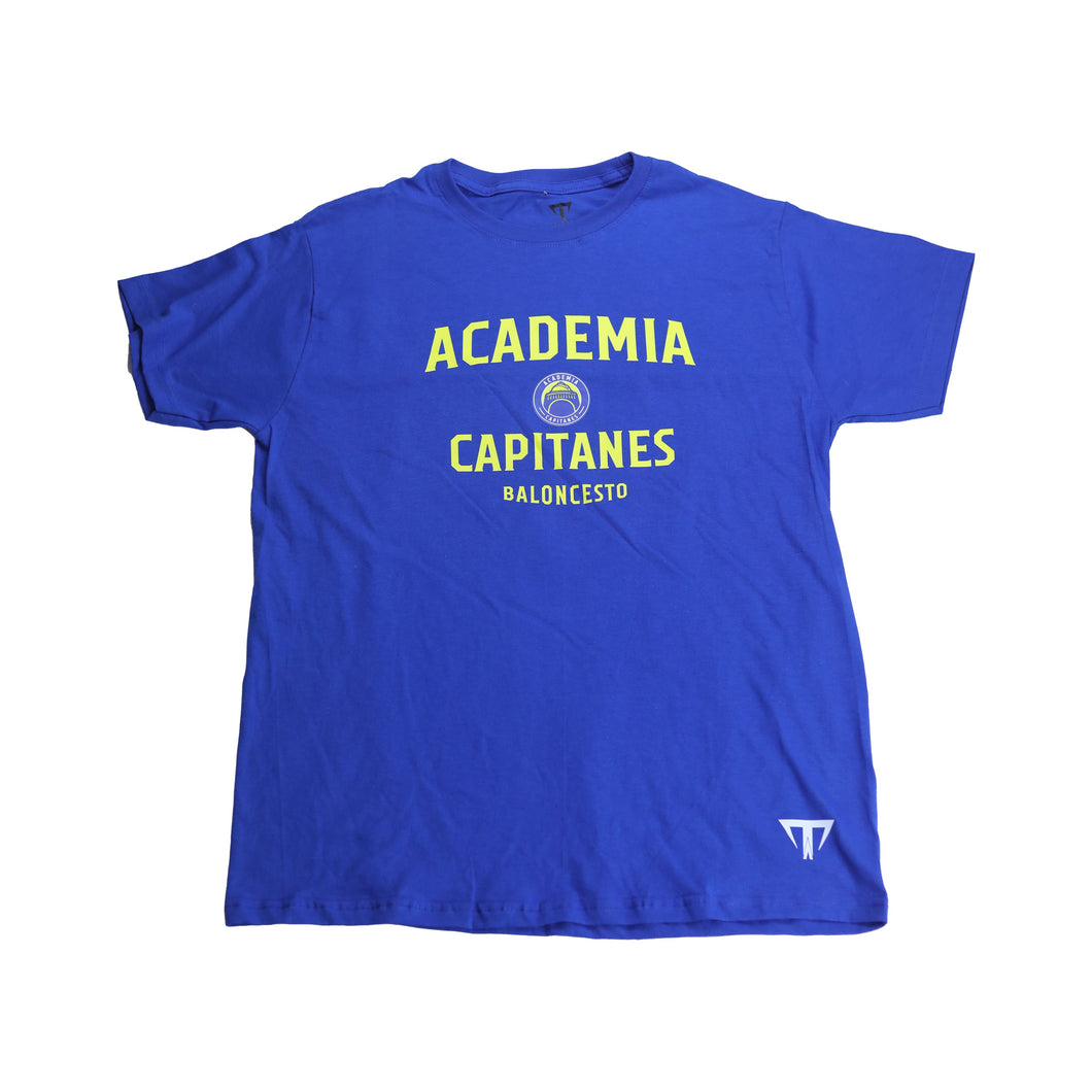 Playera Academia Azul Letras en Amarillo